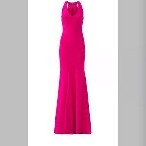 Theia Fuchsia Sleeveless V-neck Mermaid Gown